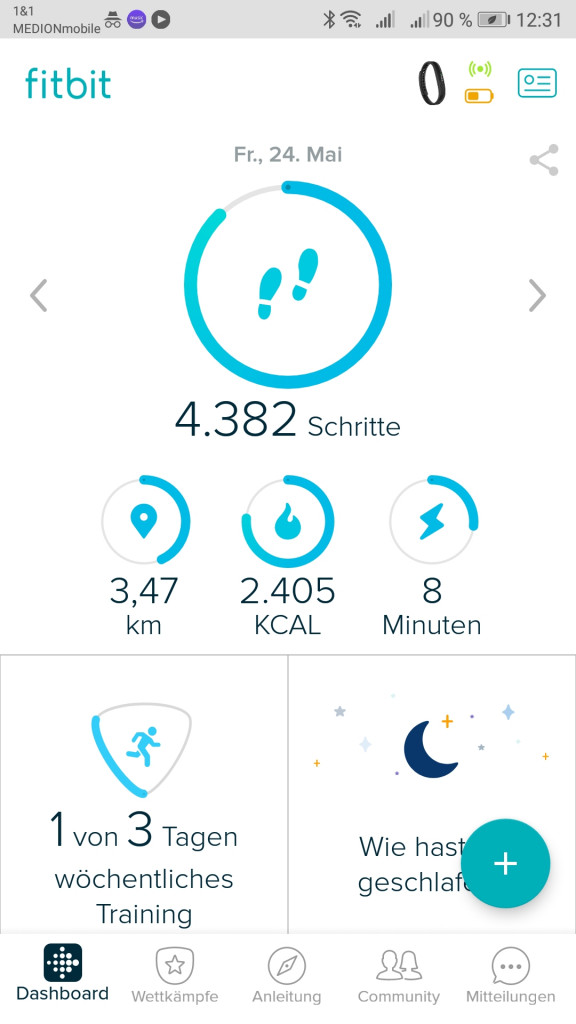 Fitbit App Startseite